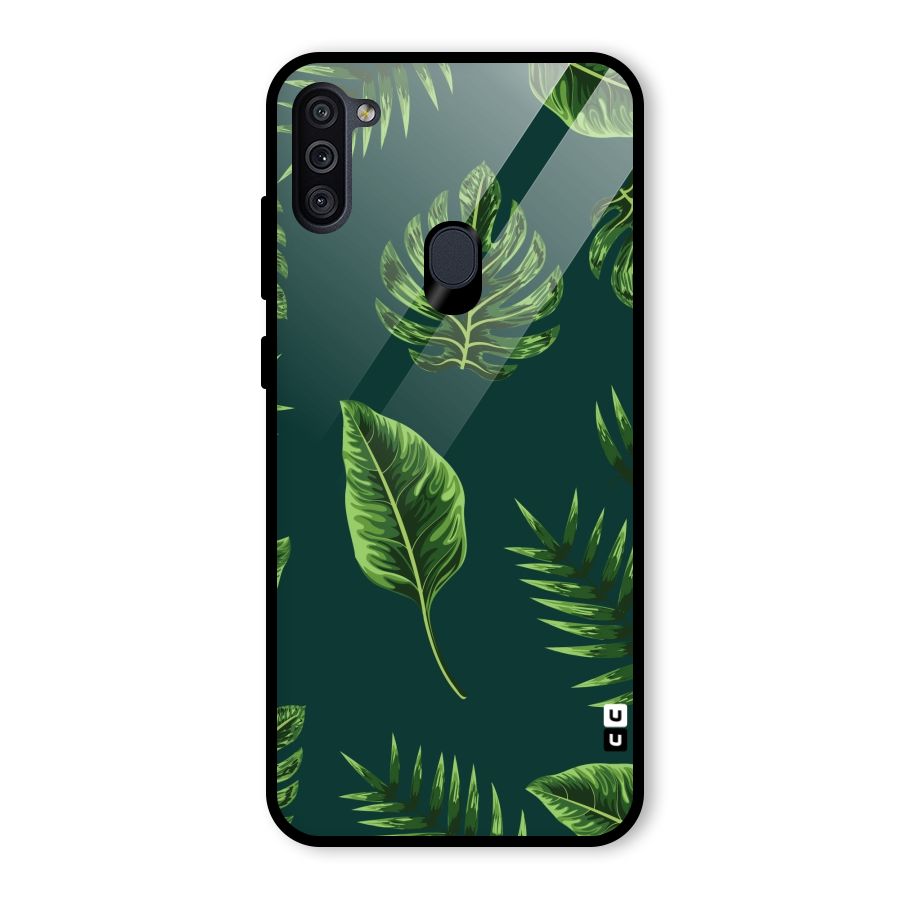 Green Leafs Glass Back Case for Galaxy M11