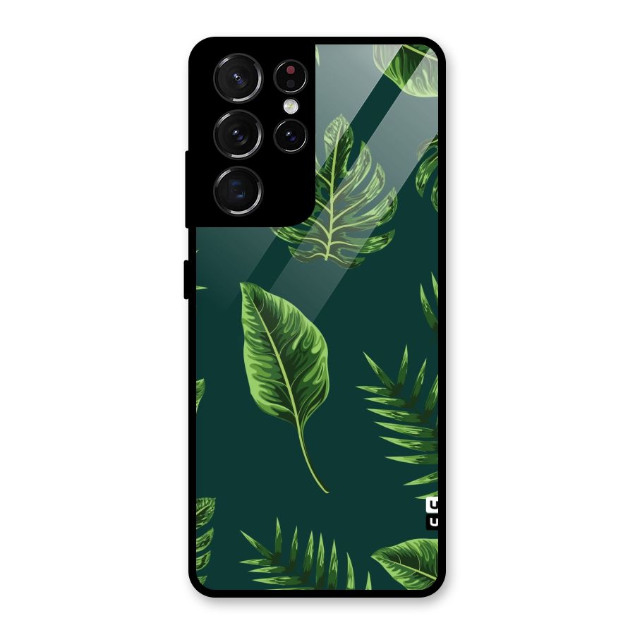 Green Leafs Glass Back Case for Galaxy S21 Ultra 5G