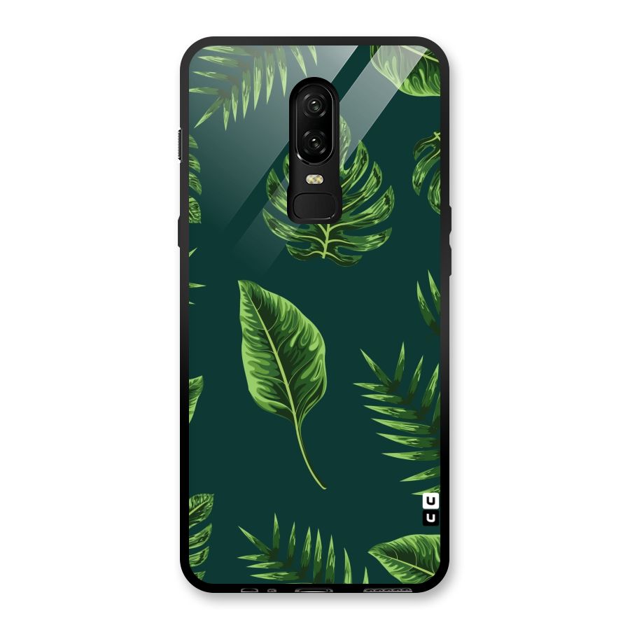 Green Leafs Glass Back Case for OnePlus 6