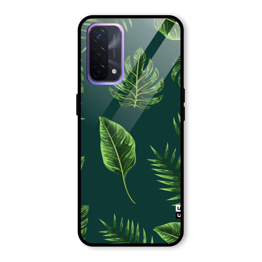 Green Leafs Glass Back Case for Oppo A74 5G