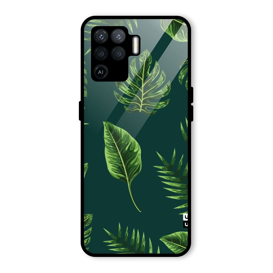 Green Leafs Glass Back Case for Oppo F19 Pro