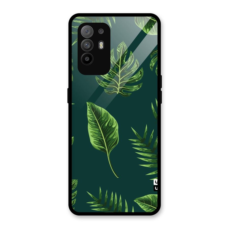 Green Leafs Glass Back Case for Oppo F19 Pro Plus 5G