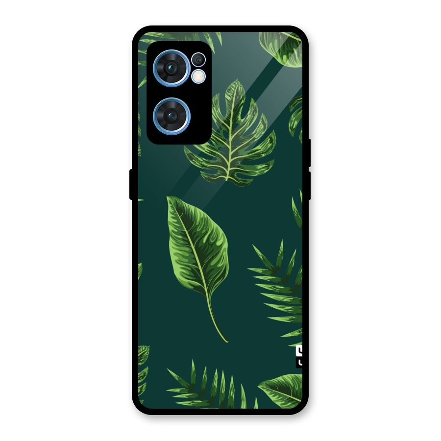 Green Leafs Glass Back Case for Oppo Reno7 5G