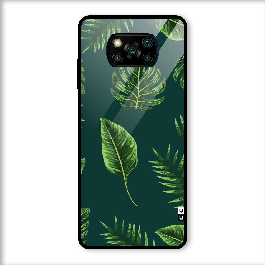 Green Leafs Glass Back Case for Poco X3