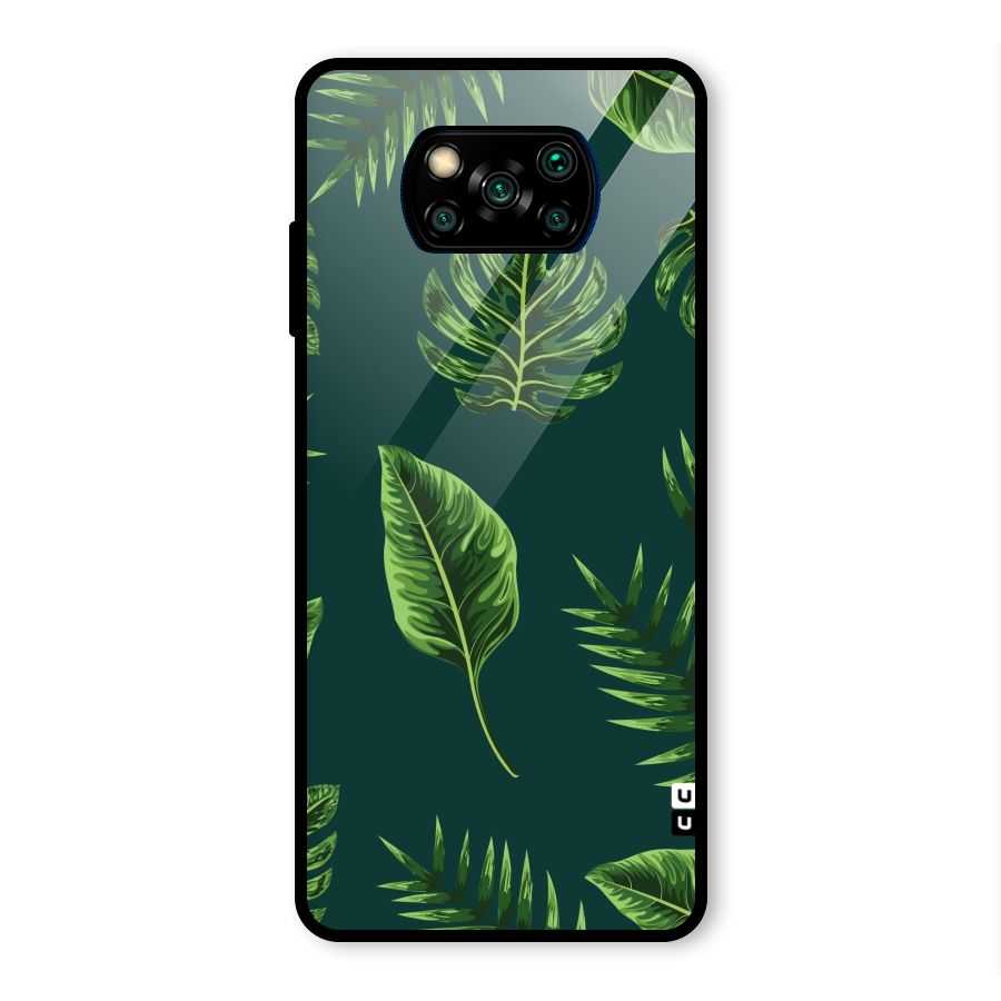 Green Leafs Glass Back Case for Poco X3 Pro