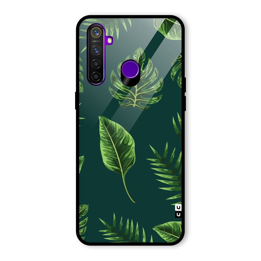Green Leafs Glass Back Case for Realme 5 Pro