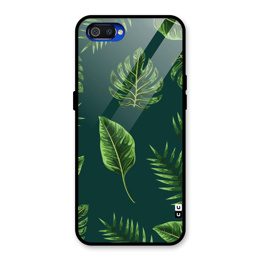 Green Leafs Glass Back Case for Realme C2