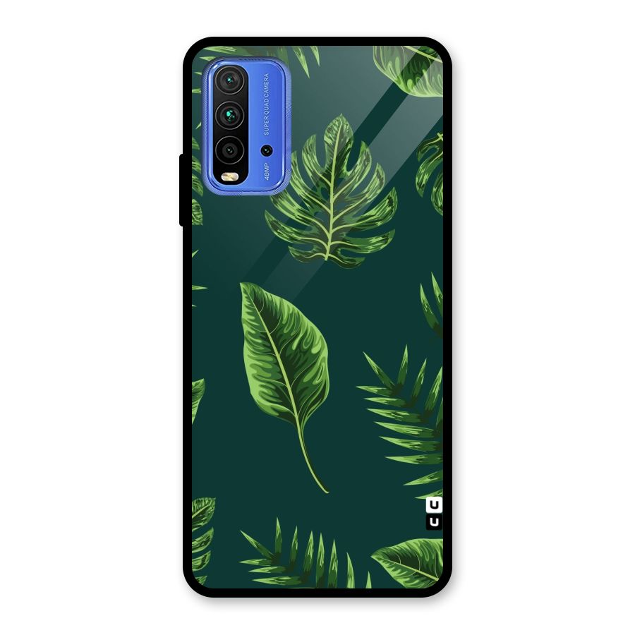 Green Leafs Glass Back Case for Redmi 9 Power