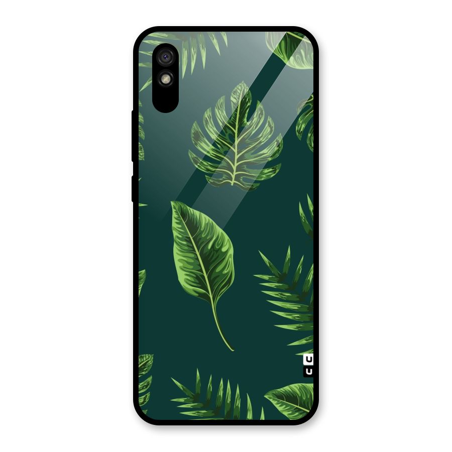 Green Leafs Glass Back Case for Redmi 9i