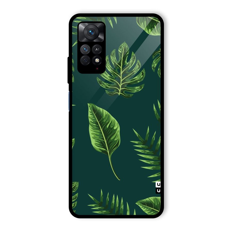 Green Leafs Glass Back Case for Redmi Note 11 Pro