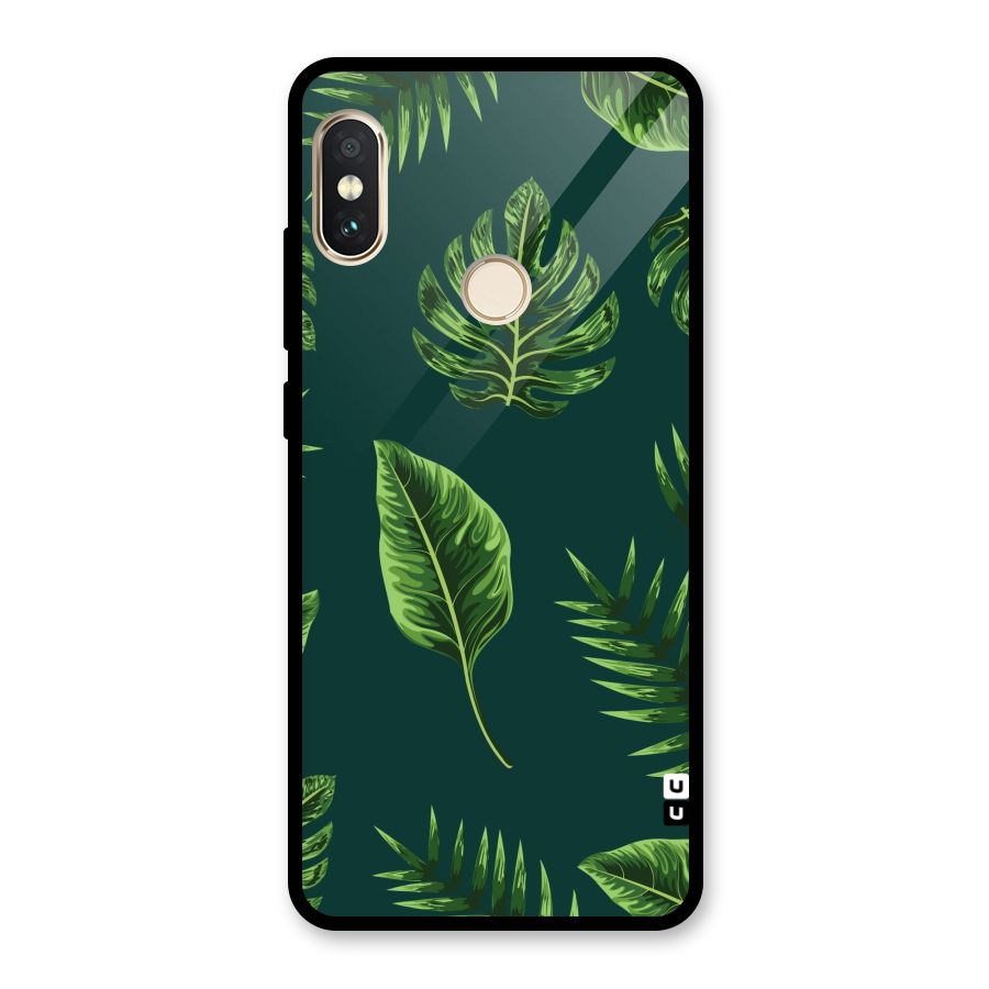 Green Leafs Glass Back Case for Redmi Note 5 Pro