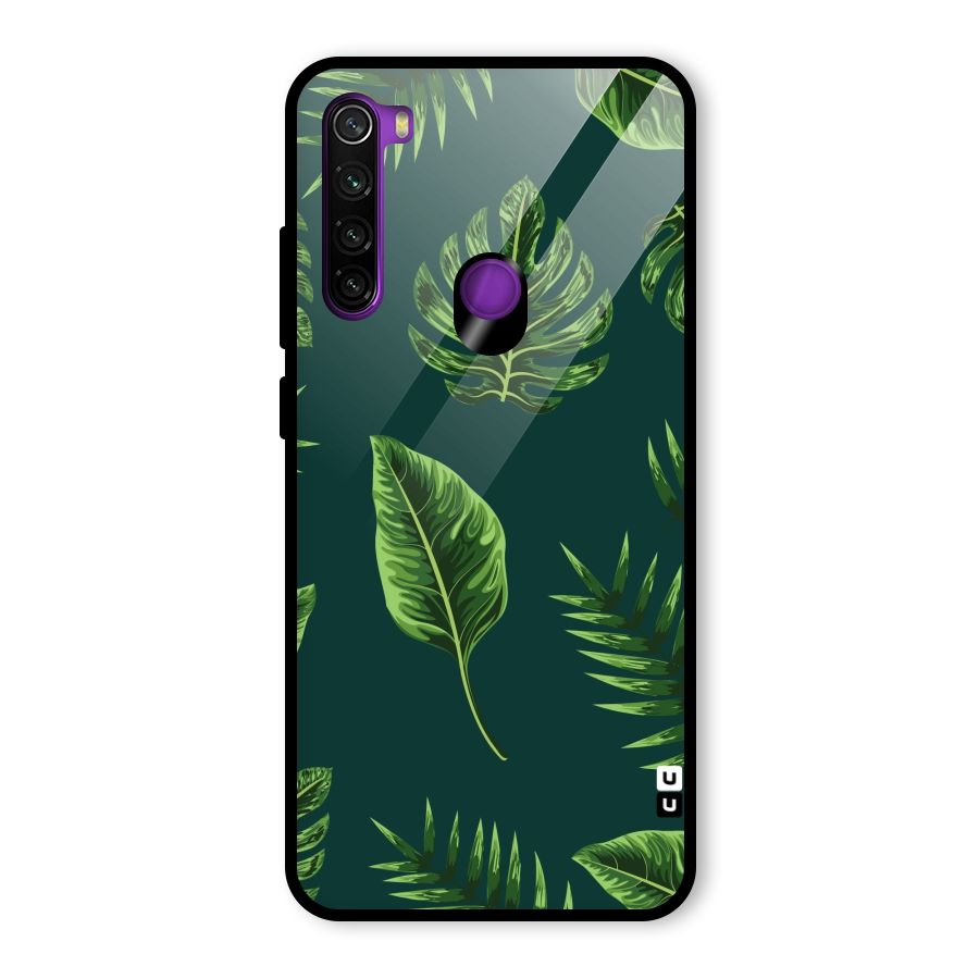 Green Leafs Glass Back Case for Redmi Note 8