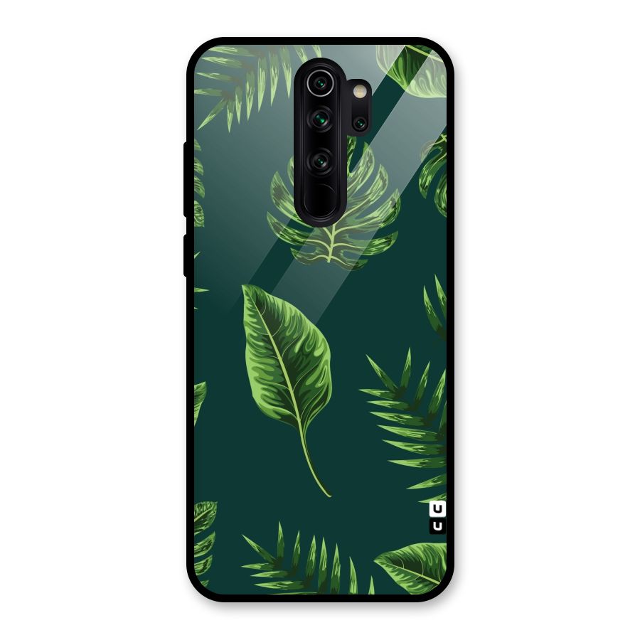 Green Leafs Glass Back Case for Redmi Note 8 Pro