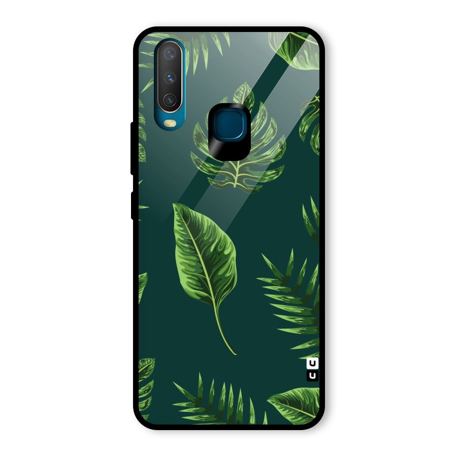 Green Leafs Glass Back Case for Vivo Y12