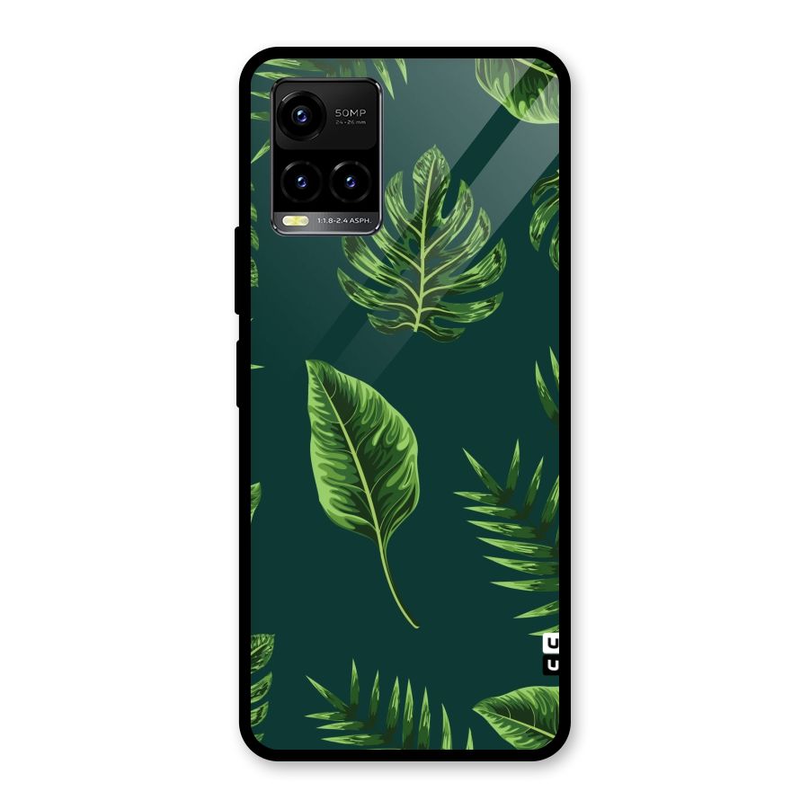 Green Leafs Glass Back Case for Vivo Y21A