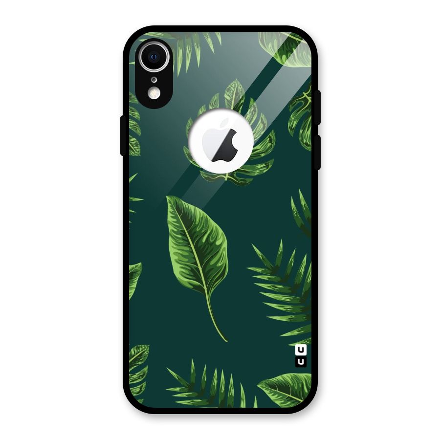 Green Leafs Glass Back Case for iPhone XR Logo Cut