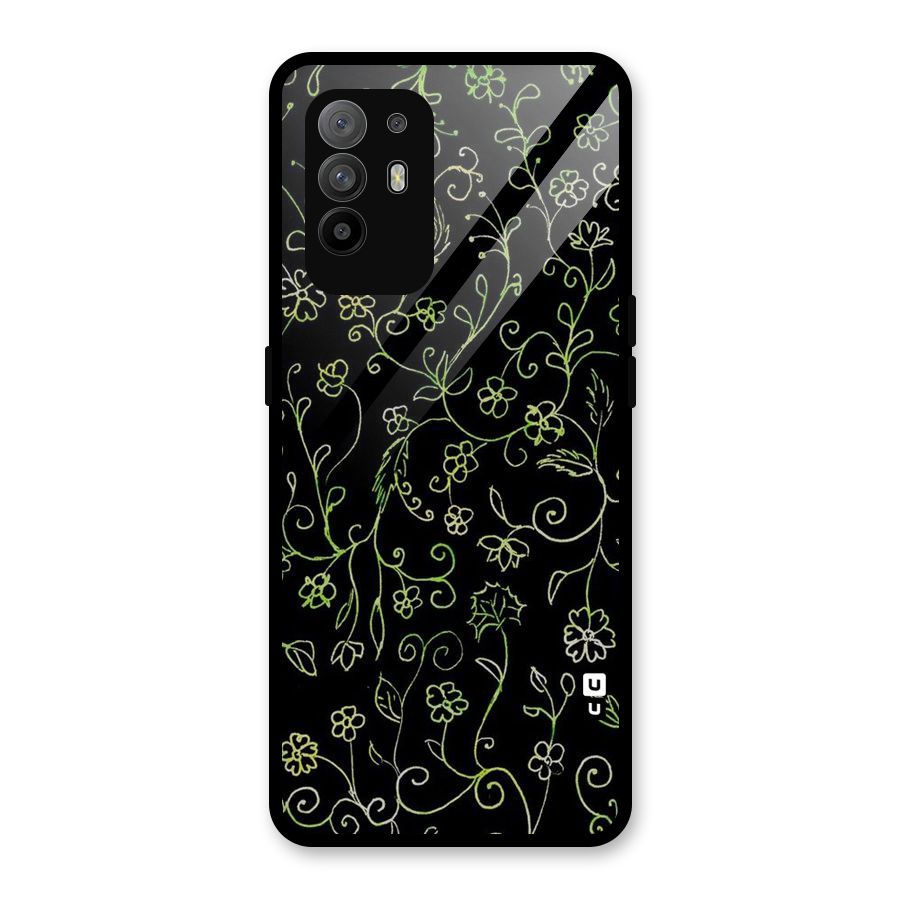 Green Leaves Glass Back Case for Oppo F19 Pro Plus 5G
