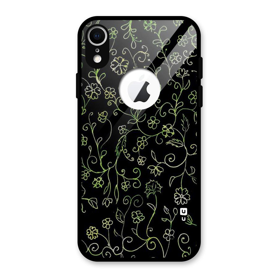 Green Leaves Glass Back Case for iPhone XR Logo Cut