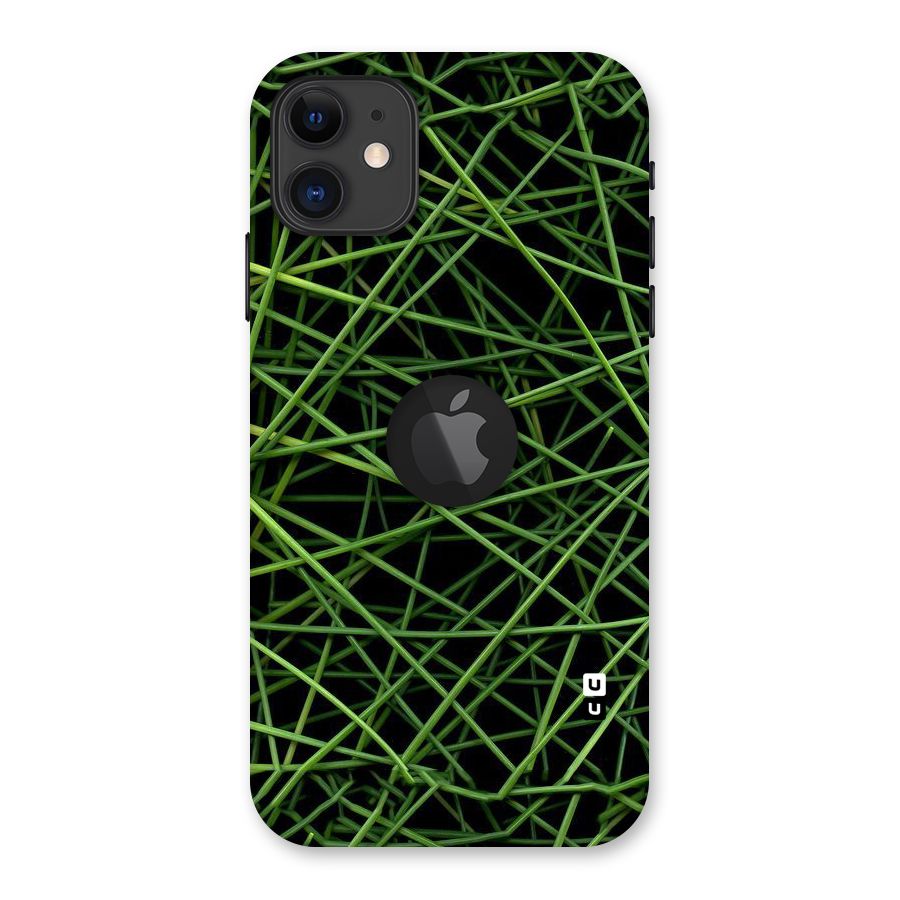 Green Lines Back Case for iPhone 11 Logo Cut