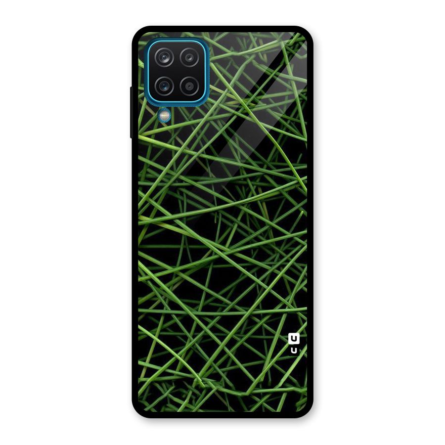 Green Lines Glass Back Case for Galaxy A12