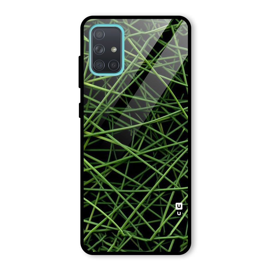 Green Lines Glass Back Case for Galaxy A71