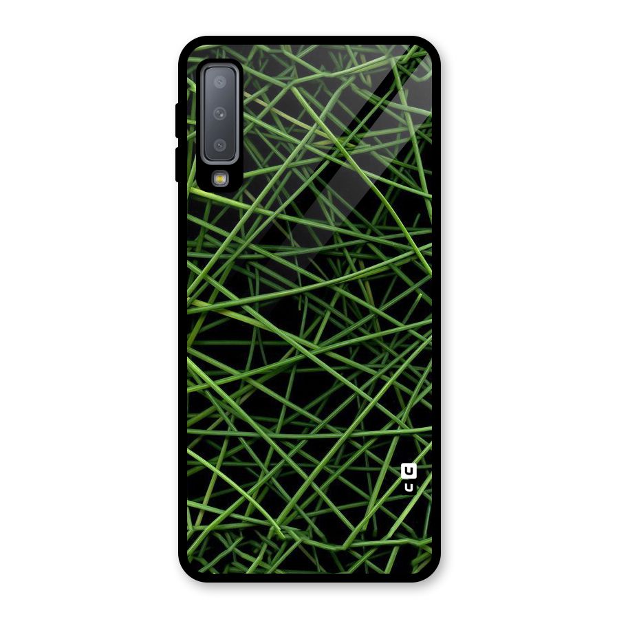 Green Lines Glass Back Case for Galaxy A7 (2018)