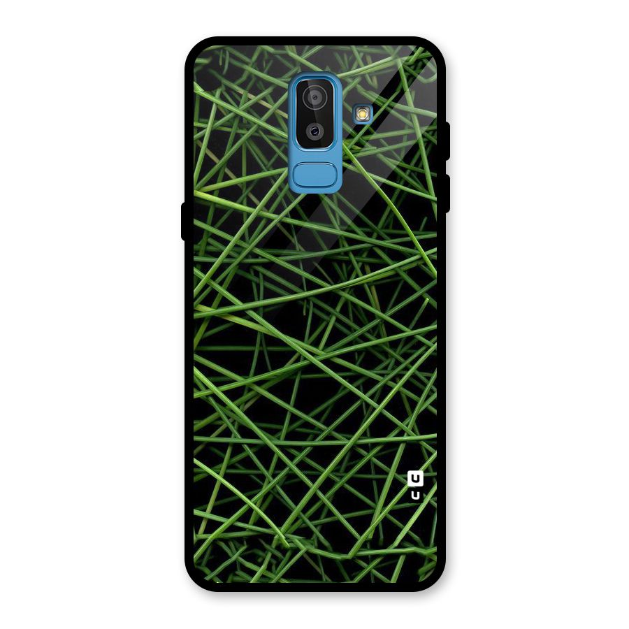 Green Lines Glass Back Case for Galaxy J8