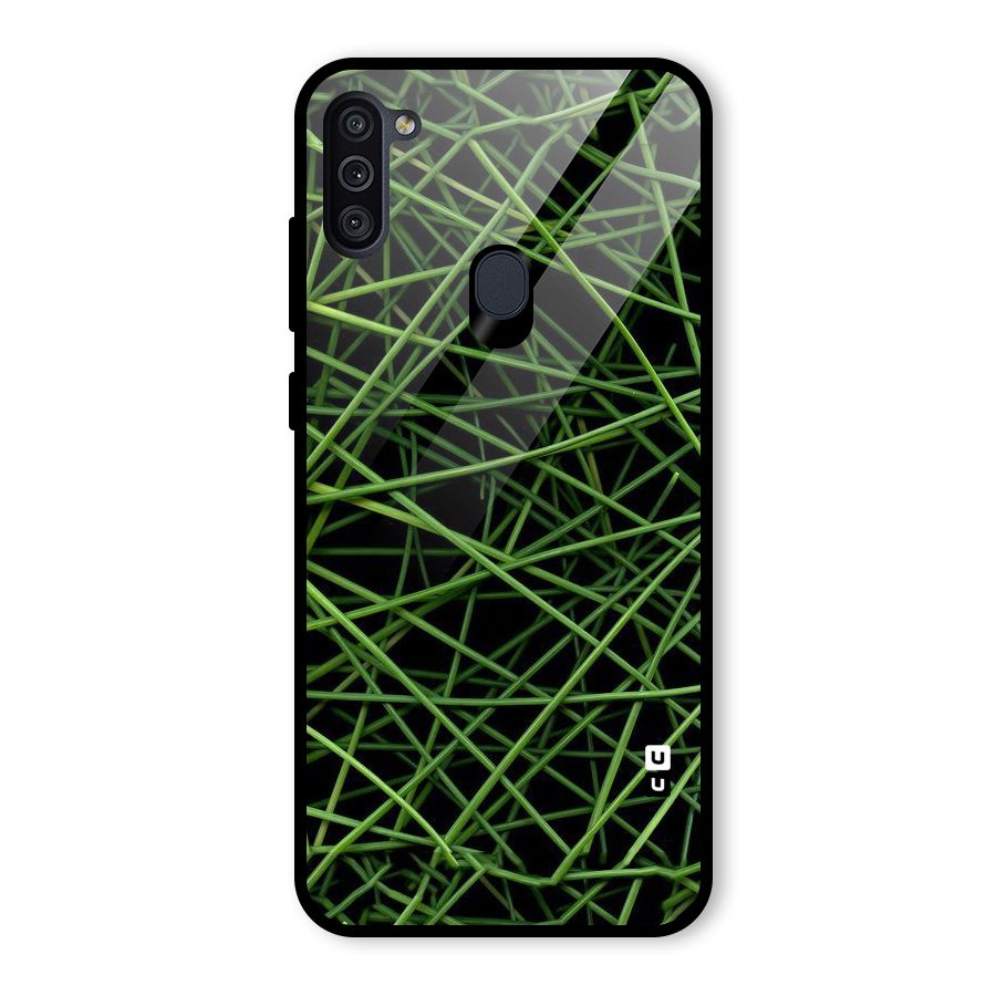 Green Lines Glass Back Case for Galaxy M11