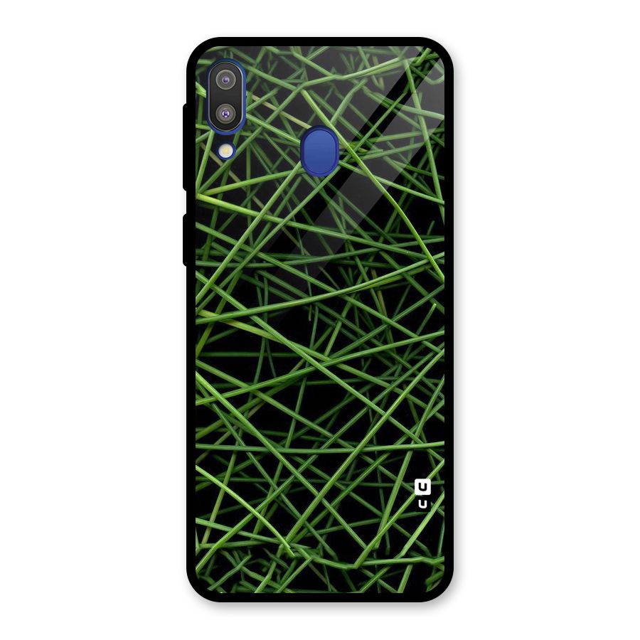 Green Lines Glass Back Case for Galaxy M20