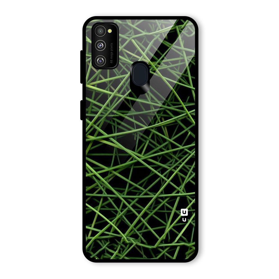 Green Lines Glass Back Case for Galaxy M30s