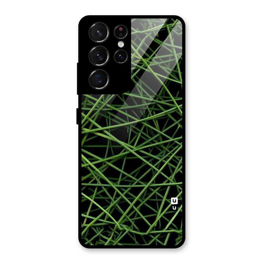 Green Lines Glass Back Case for Galaxy S21 Ultra 5G