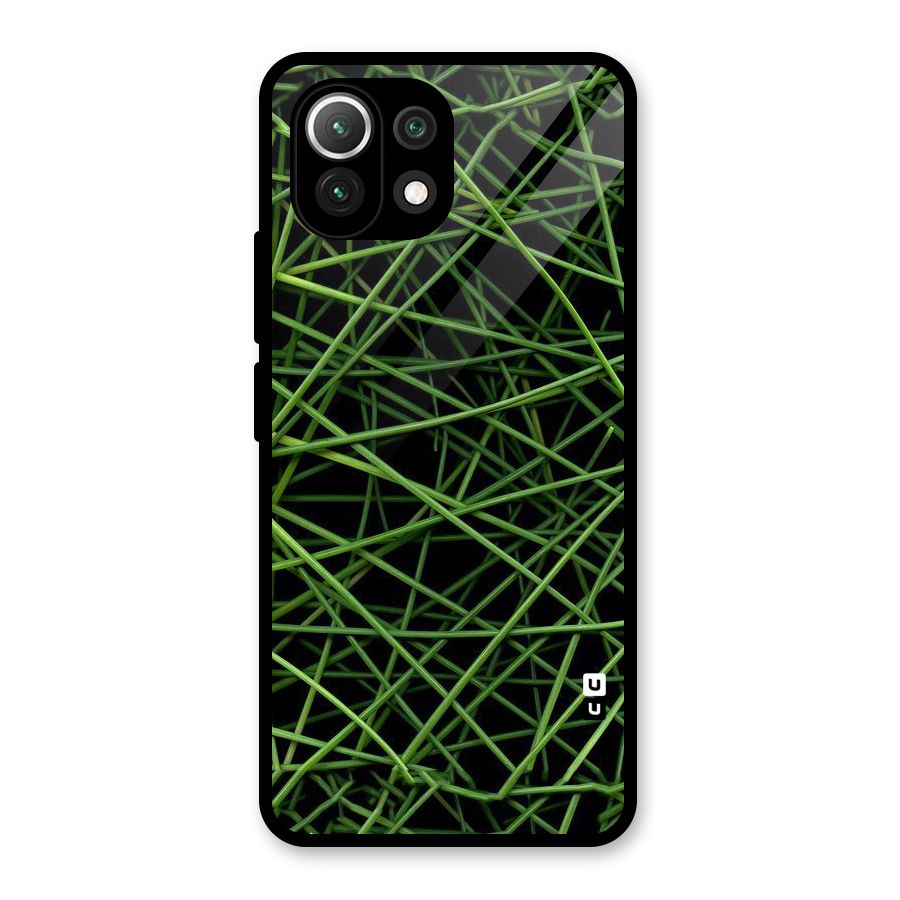 Green Lines Glass Back Case for Mi 11 Lite
