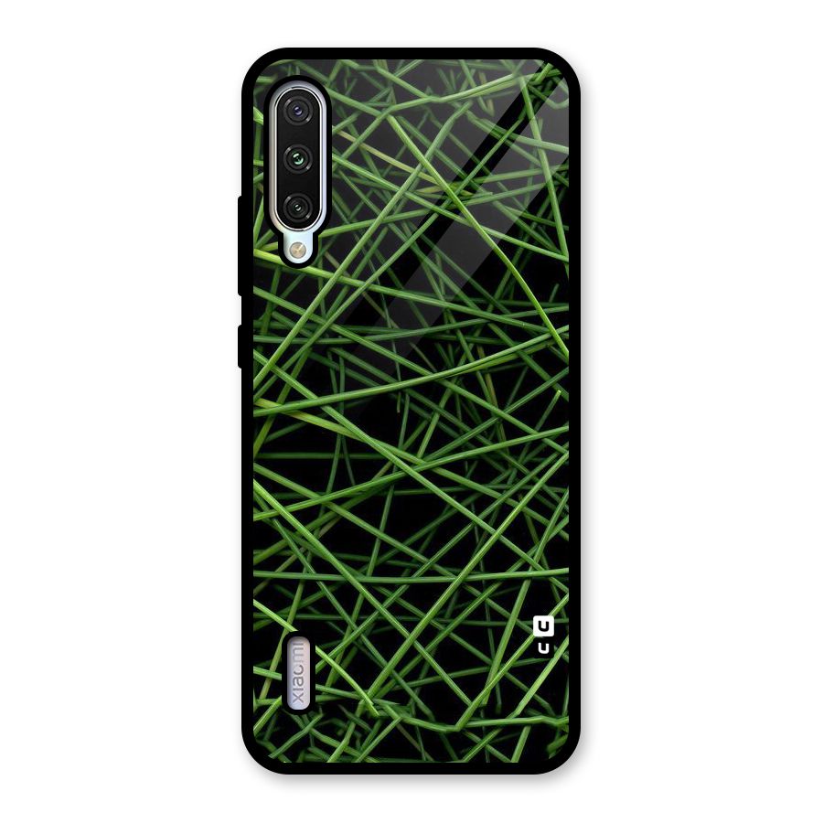 Green Lines Glass Back Case for Mi A3