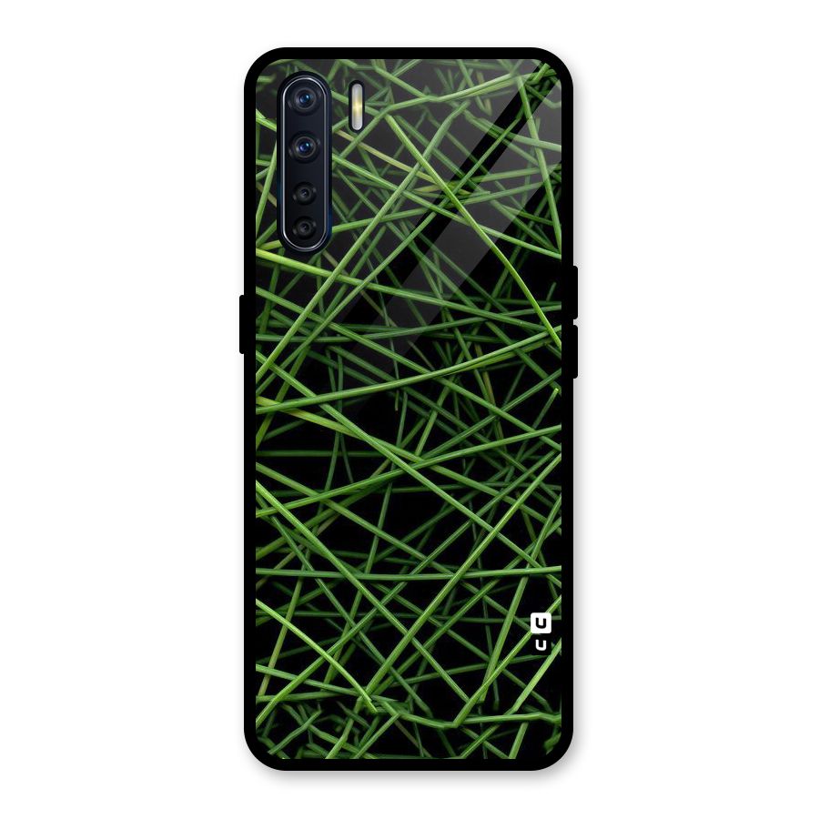 Green Lines Glass Back Case for Oppo F15