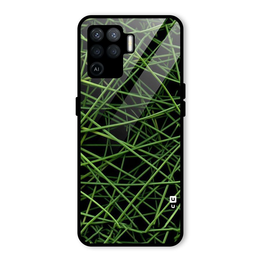 Green Lines Glass Back Case for Oppo F19 Pro