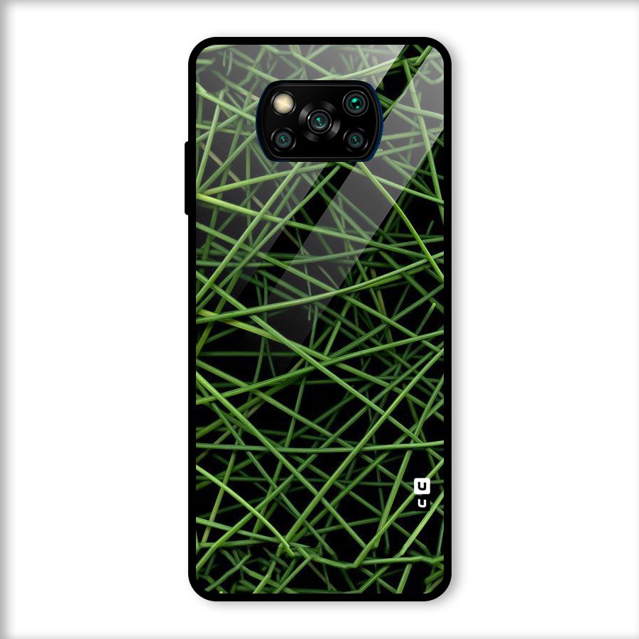 Green Lines Glass Back Case for Poco X3