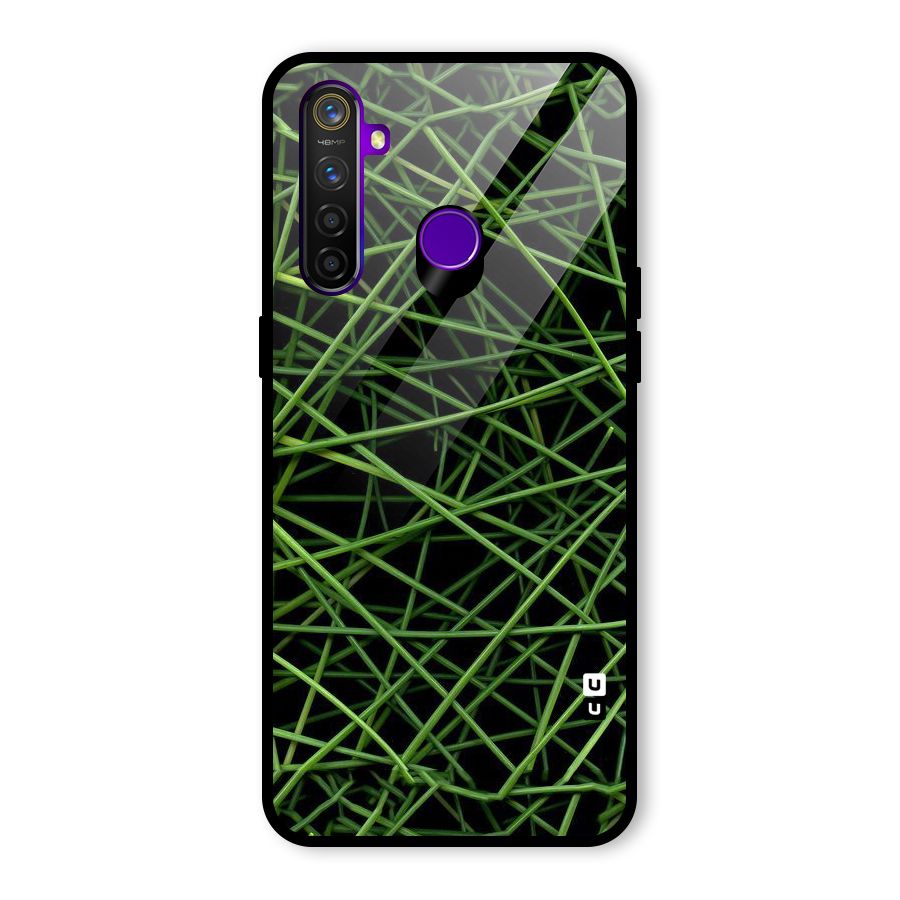 Green Lines Glass Back Case for Realme 5 Pro