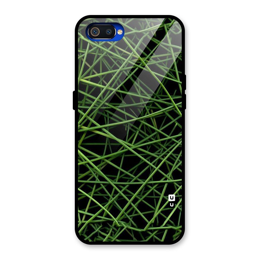 Green Lines Glass Back Case for Realme C2