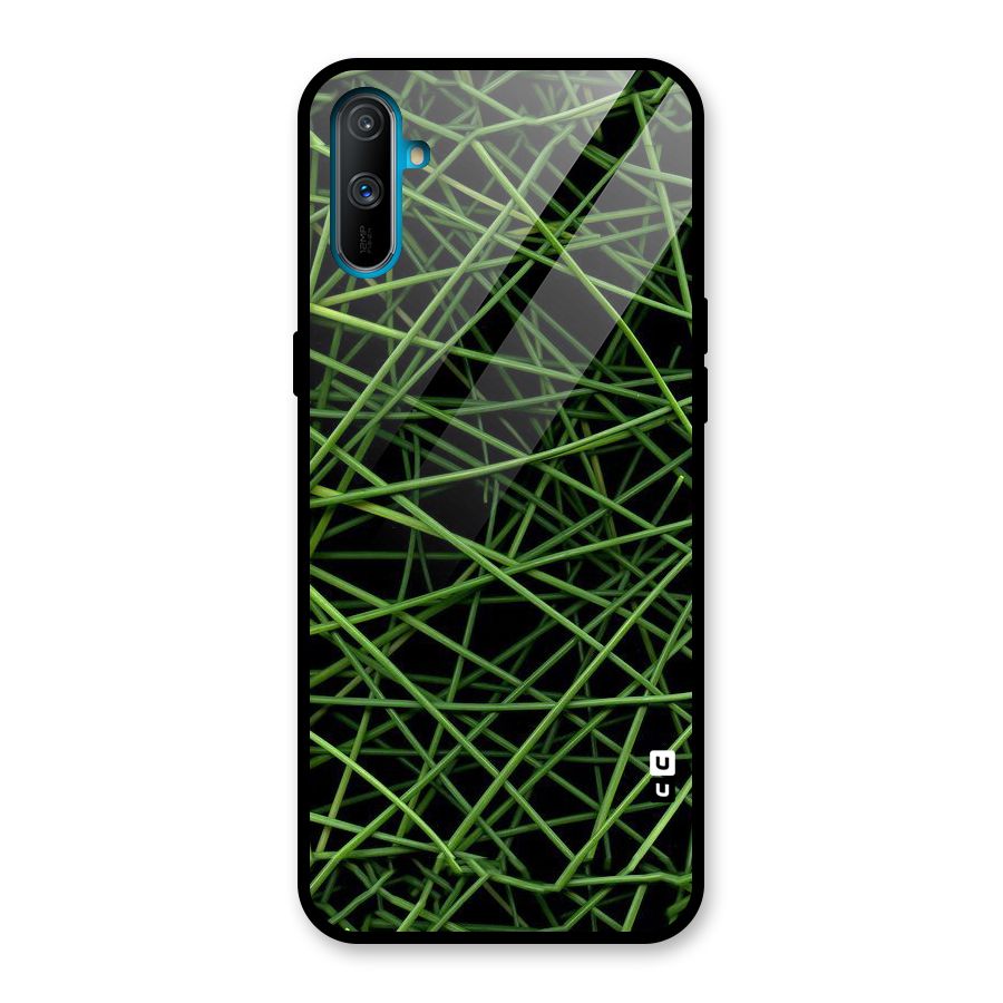 Green Lines Glass Back Case for Realme C3