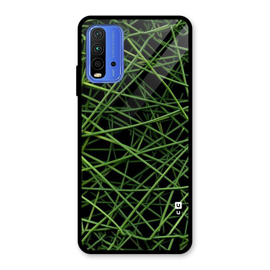 Green Lines Glass Back Case for Redmi 9 Power