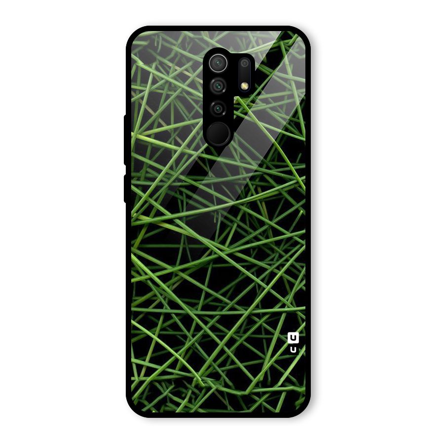 Green Lines Glass Back Case for Redmi 9 Prime