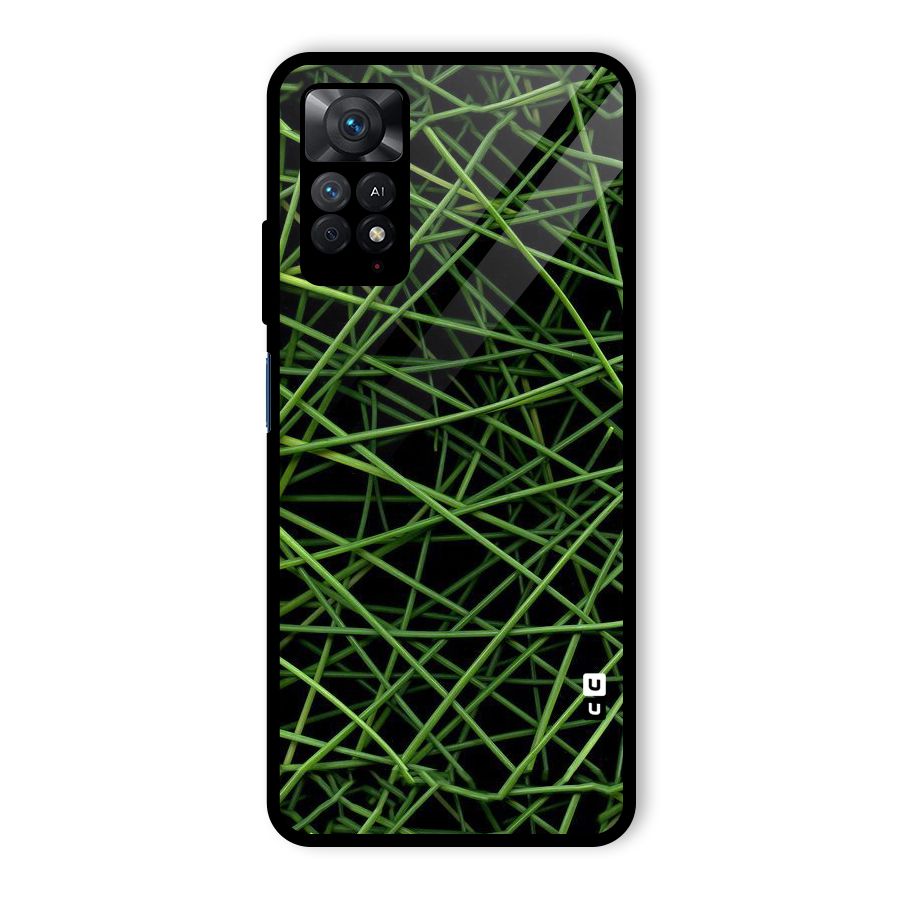Green Lines Glass Back Case for Redmi Note 11 Pro