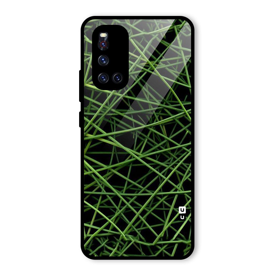 Green Lines Glass Back Case for Vivo V19