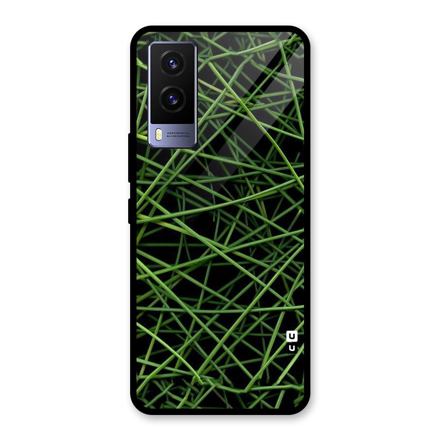 Green Lines Glass Back Case for Vivo V21e 5G