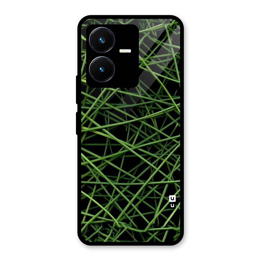 Green Lines Glass Back Case for Vivo Y22