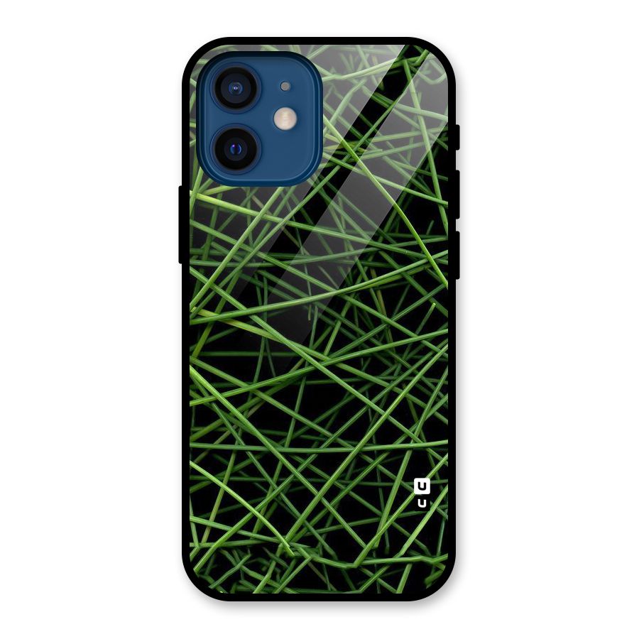 Green Lines Glass Back Case for iPhone 12 Mini