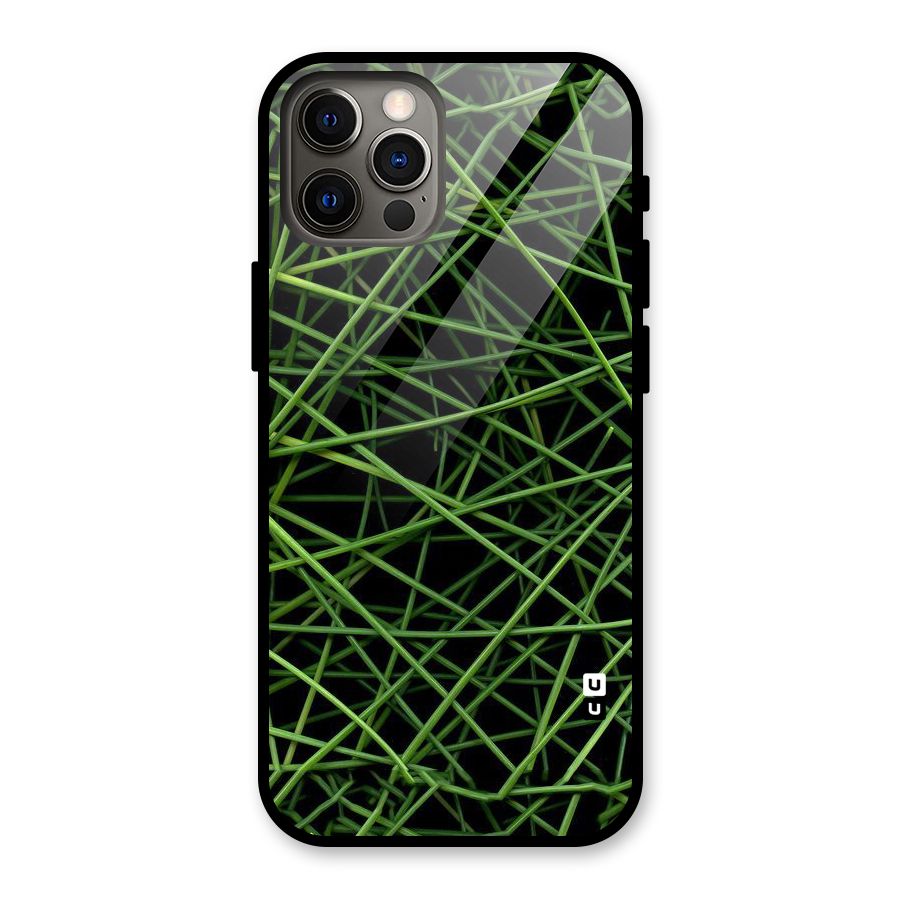 Green Lines Glass Back Case for iPhone 12 Pro