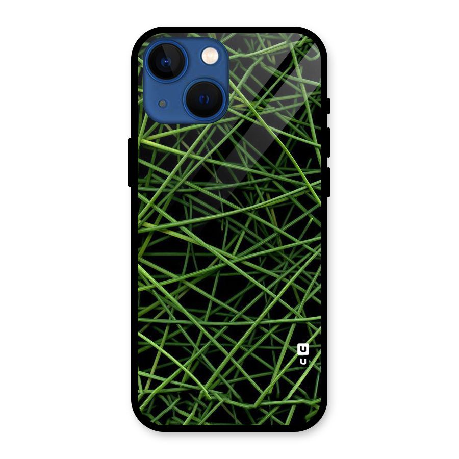 Green Lines Glass Back Case for iPhone 13 Mini