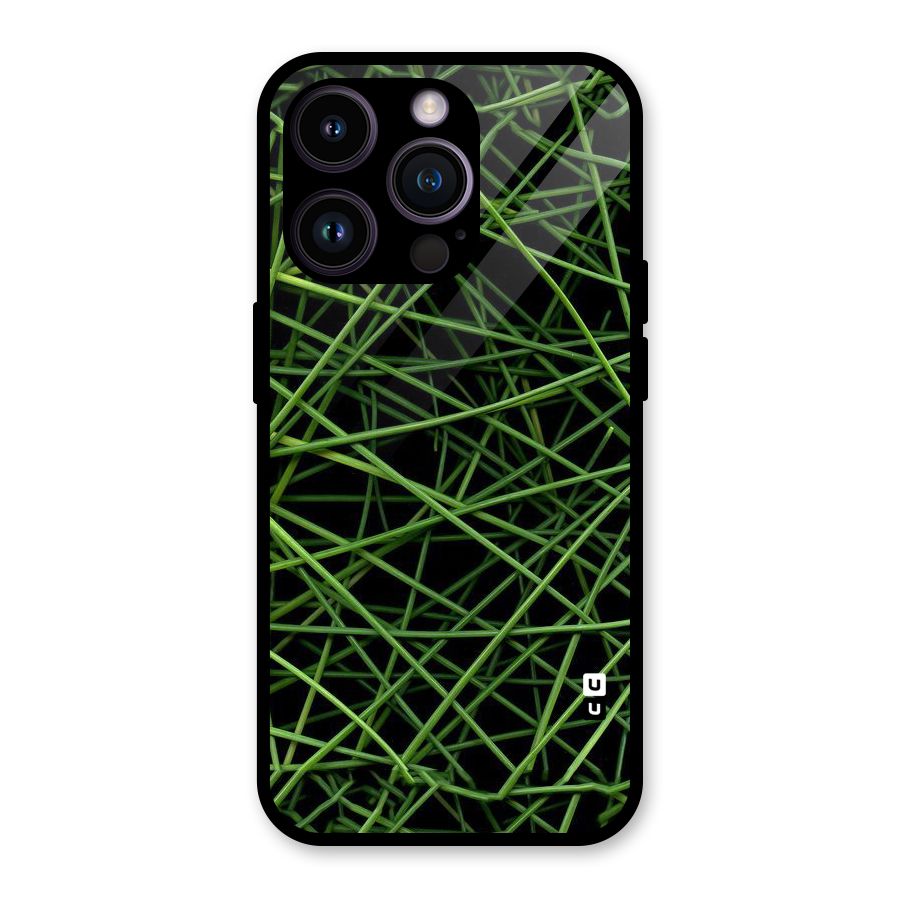 Green Lines Glass Back Case for iPhone 14 Pro