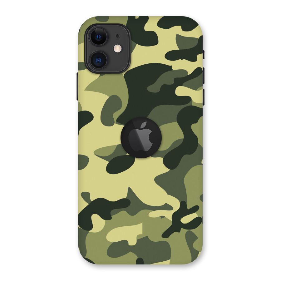 Green Military Pattern Back Case for iPhone 11 Logo Cut